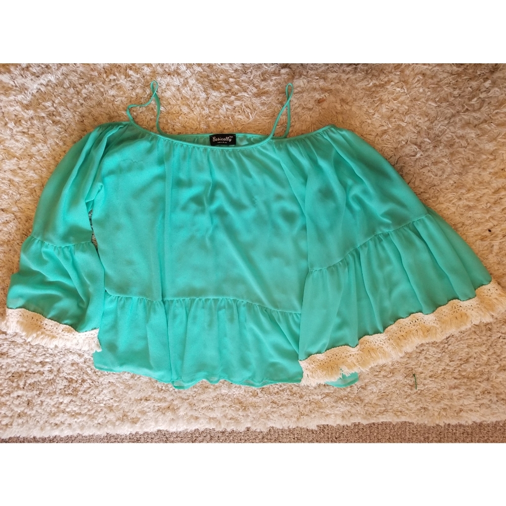 Bell sleeve jade top